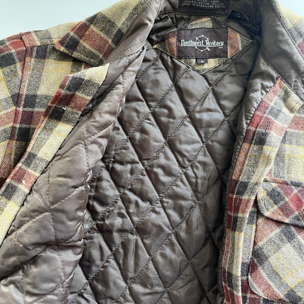 Northwest Territory Wool/Polyester Brown Plaid‎ Shirt Jacket Shacket Mens S